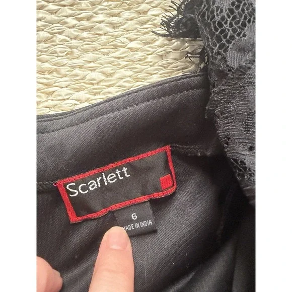 Vintage Black Open Back Lace Goth Dress Y2K Draped Neck Midi 90's 6 Romantic - Picture 12 of 15